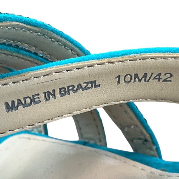 Vince Camuto Women’s Evening Jade Blue Suede Brevern Strappy Heels Sz 10M - New - Picture 7 of 10